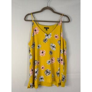 Madison Floral Cami Top Women XL Yellow Excellent Sleeveless V-Neck Adjustable